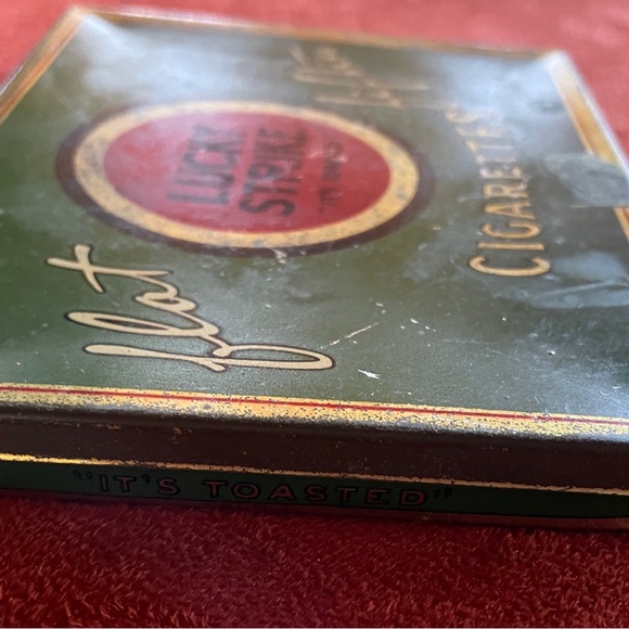 Vintage MCM LUCKY STRIKE Flat Fifties Metal Cigarette Tin - Picture 12 of 16